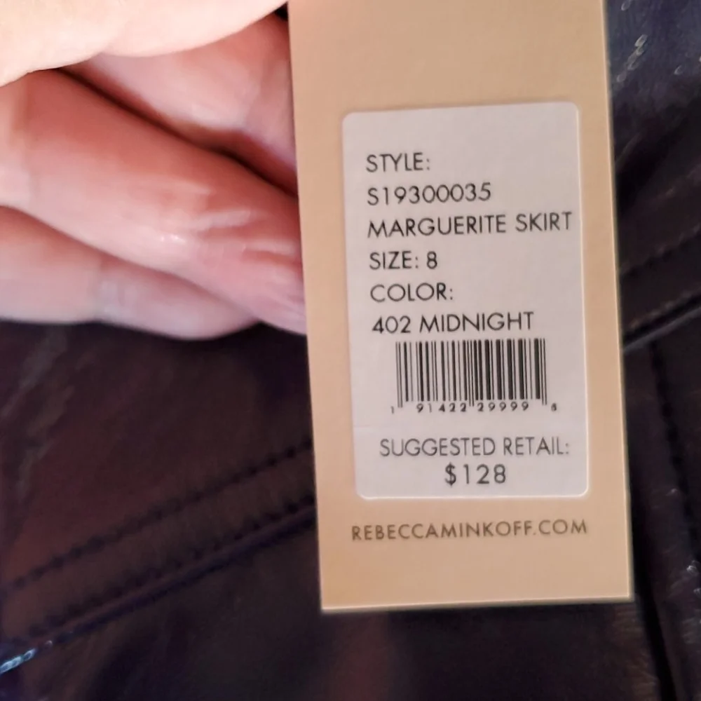 NWT Rebecca Minkoff Marguerite Patent Mini Skirt Midnight Size 8